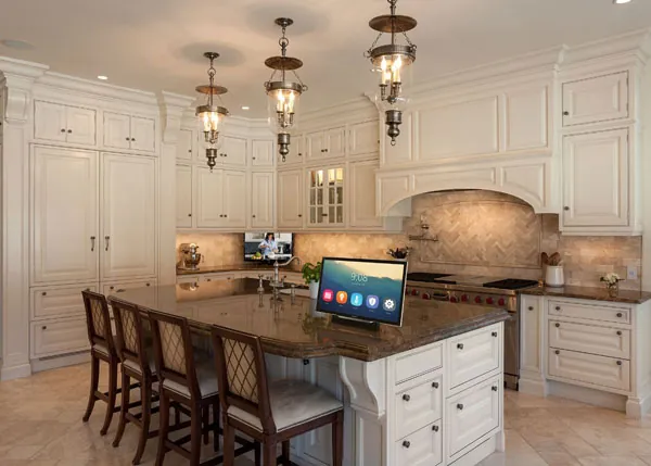 Traditional kitchen with a touch panel on the island